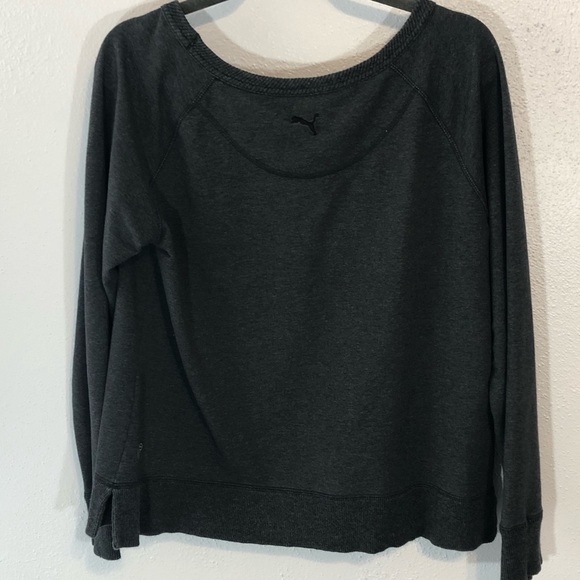 Puma Charcoal Grey Black Lettering Cropped Sweatshirt Sz Large - Picture 6 of 7